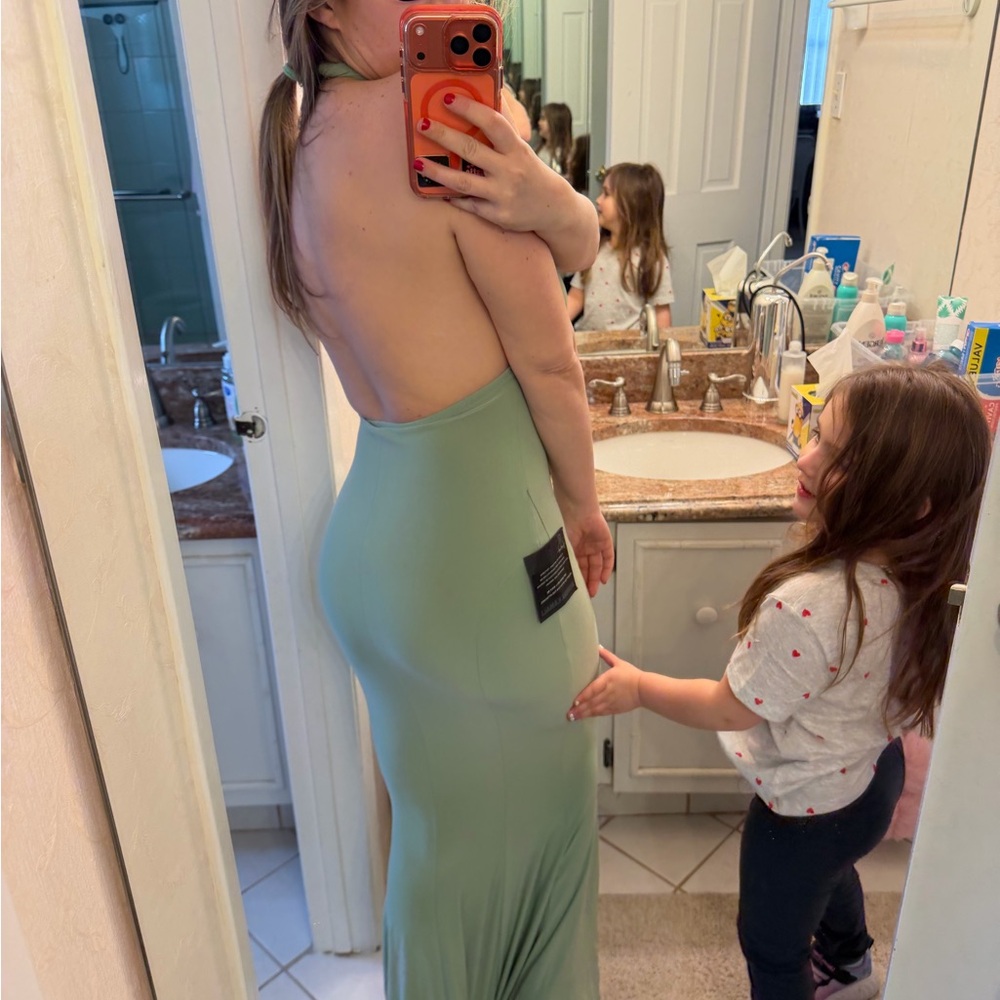Norma Kamali RARE sold out color cross halter dress  Green Backless Dress - Picture 6 of 7